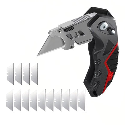 Heavy Duty Folding Utility Knife with Replaceable Blades – for Box, Cable, Cardboard Cutting