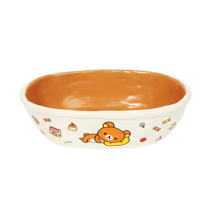 Mtutu 2026 New Rilakkuma Ceramic Tableware Set Cute Printed Plate Soup Bowl Fruit Plate Mug Cup Set Home Supplies Holiday Gifts