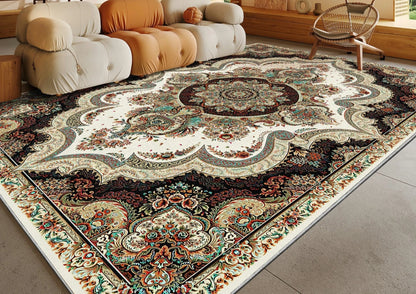 Ethnic Style Bedroom Decor Retro Carpet Light Luxury Carpets for Living Room Washable Lounge Soft Floor Mat Anti-slip Study Rug