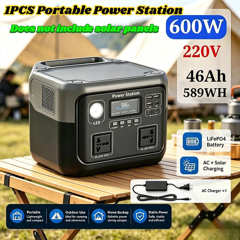 New 800W 716.8WH Portable Power Station 600W/800W Solar Generator Backup Power Bank for Outdoor Camping Home Emergency RV Travel
