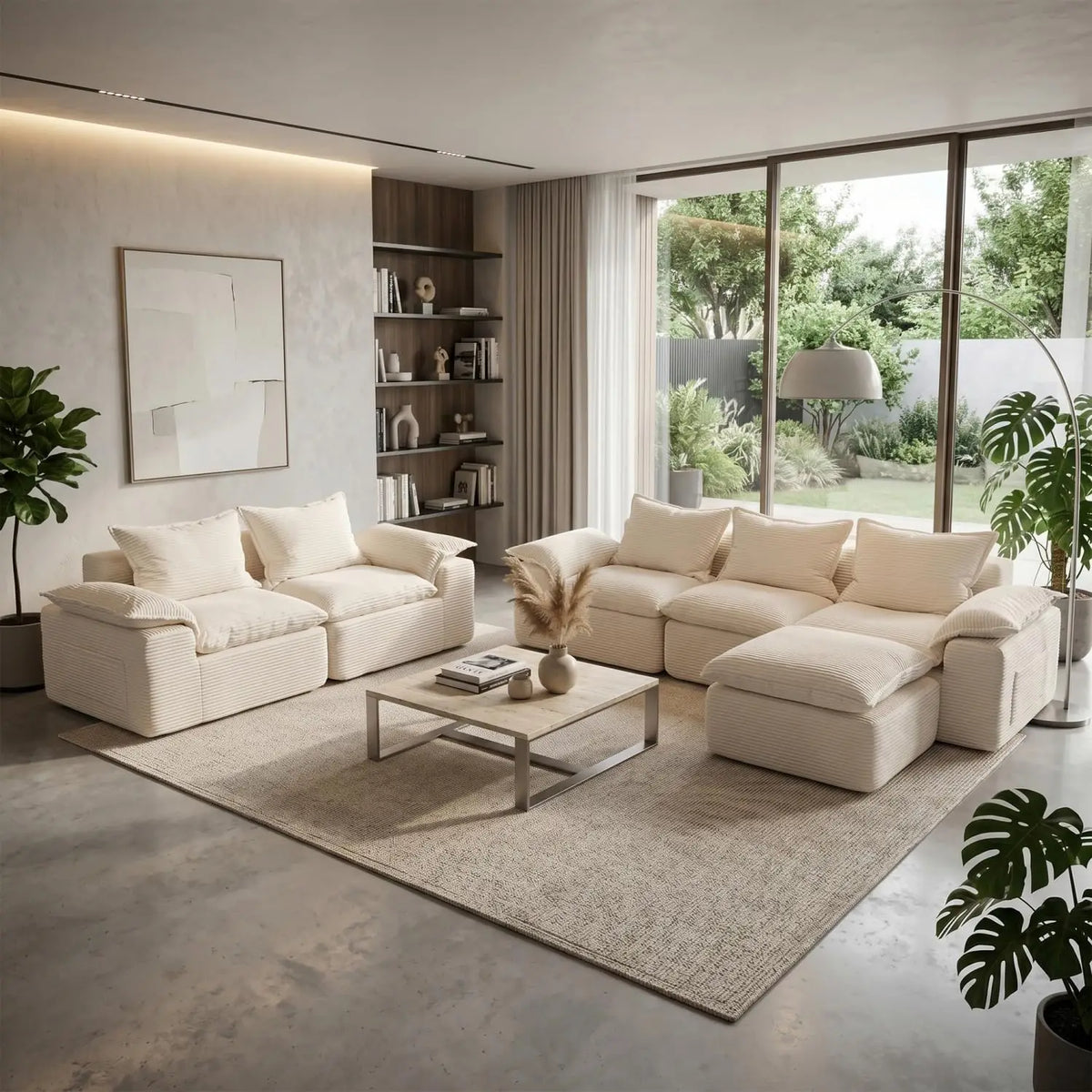 2Pcs Cloud Sectional Couch Sets, Convertible Modular Sofa. Grey | Boneless Couch, Deep Seat, Widened Armrests,, Customized
