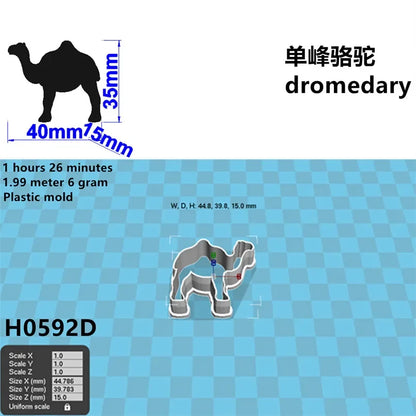 Four Specifications Cartoon Desert Animal,Single-humped Camel,Plastic Molds,Cake Fondant Tools,Cookie Sushi and Fruits Cutters