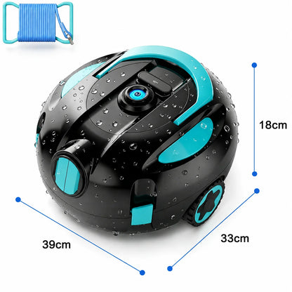 Cordless Robotic Pool Cleaner Featuring an Ultra-Long 160-Minute Battery Life, IPX8 Waterproof Rating, and Powerful Suction; Capable of Cleaning Pools up to 1,100 Square Feet, It Comes with a Retrieval Rope and Cleaning Brush