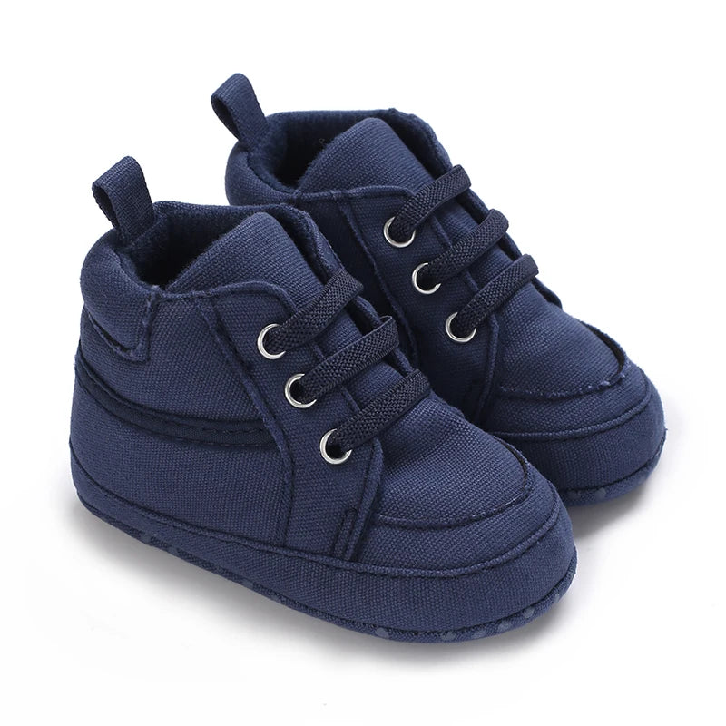 Baby Boys Girls High Top Canvas Sneakers 0-1 Year First Walker Soft Bottom Comfortable Casual Sports Newborn