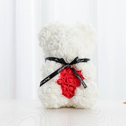 Rose Flower Bear Hand Made Rose Teddy Bear Gifts for Women Valentine's Day Mothers Day Wedding Anniversary