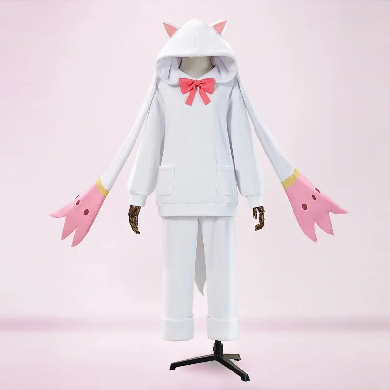 Anime Kaname Madoka Cosplay Costume Cute Pajamas Kawaii Hooded Top Pants Suit for Women Halloween Party Roleplay Outfit