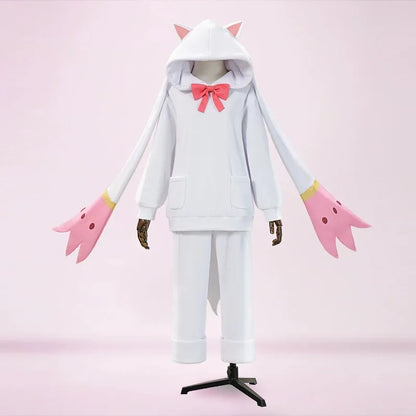 Anime Kaname Madoka Cosplay Costume Cute Pajamas Kawaii Hooded Top Pants Suit for Women Halloween Party Roleplay Outfit