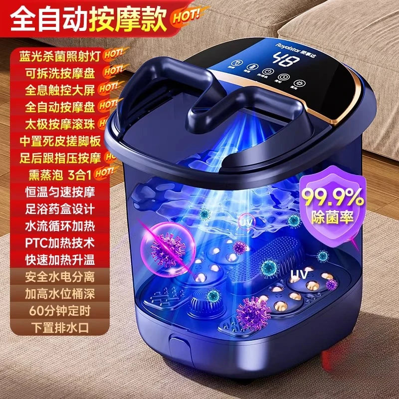 Heated foot bath tub with constant temperature, household electric massage foot bath basin, tall and deep.