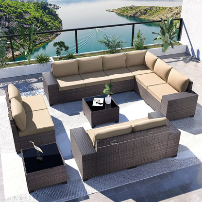 12 Piece Patio Furniture Set, Outdoor Wicker Sectional Sofa, Customized