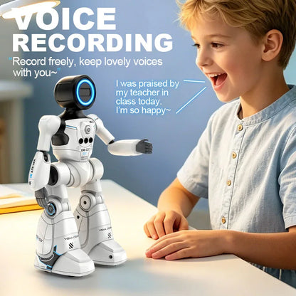 2.4G AI Smart Delivery Robot Gesture Voice Control Recording Programming LED Dancing Robot Christmas Toy Gift for Children