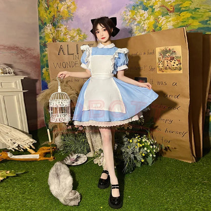Lolita Dress Maid Apron Fantasia Carnival Halloween Costumes for Women Masquerade Party Alice In Wonderland Cosplay Costume