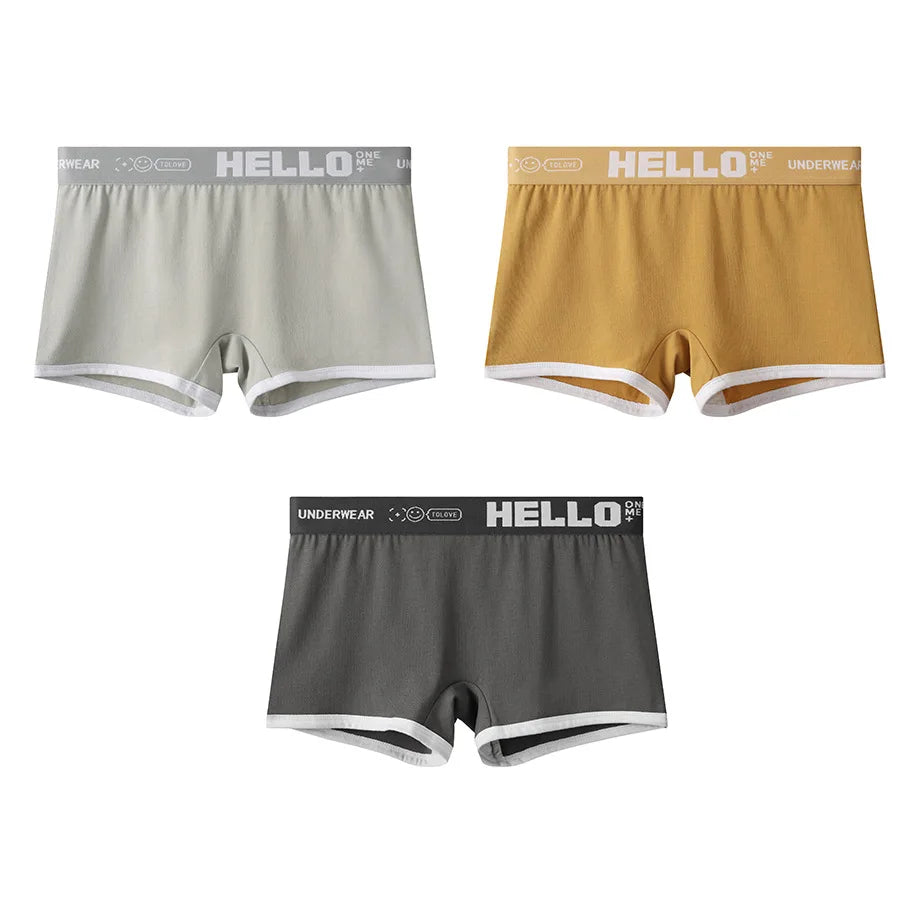 3pcs Set Womens Cotton Boyshorts 45-80kg Boxer Shorts Comfortable Underwear for Women Girl Student Breathable Soft Sexy Panties
