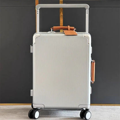 sushimu Suitcase Wide Handle Travel Suitcase Men 20 24  Carry-On Luggage Women PC Aluminum Frame Trolley Case