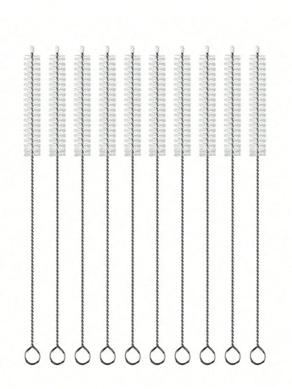 10pcs Straw Cleaning Brush, Stainless Steel Small Brush, Can Be Used To Clean Crevices, Teapots, Straws, And Baby Bottles.