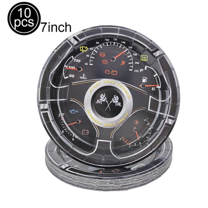 20/100Pcs Racing Car Birthday Party Supplies 7''and 9'' Paper Plates Dessert Cake Plates Napkins Racing Theme Birthday Decoratio