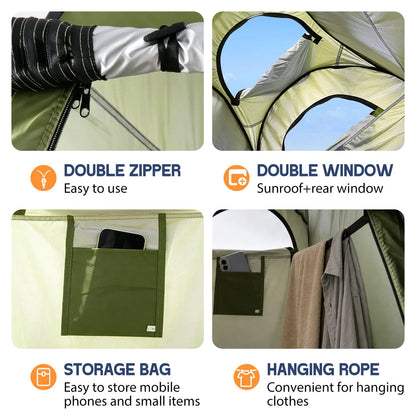 Instant Pop Up Changing Tent 192cm Tall Portable Outdoor Privacy Shower Tent with Silver Coating Waterproof Foldable Camping Toilet Dressing Booth with Carry Bag Stakes Ropes for Beach Swimming Fishing Hiking Photography