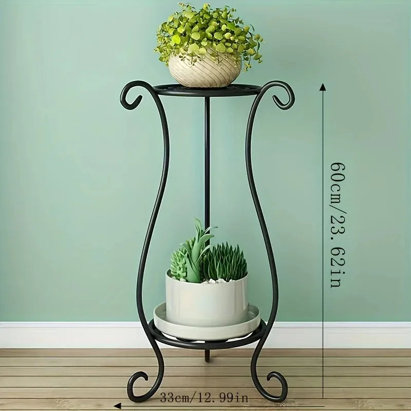 Elegant  Metal Flower Stand, European Style Floor Plant Display Rack, Multi-tier Flower Pot Holder for Home Garden Balcony