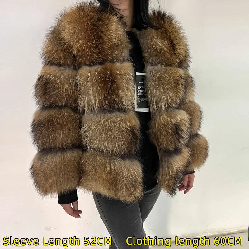 2026 Maomaokong Super Hot Winter Women Luxury Thick Real Raccoon Fur Coat Natural Fox Fur Jacket Plus Size Jackets Female Vest