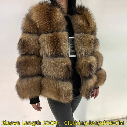 2026 Maomaokong Super Hot Winter Women Luxury Thick Real Raccoon Fur Coat Natural Fox Fur Jacket Plus Size Jackets Female Vest