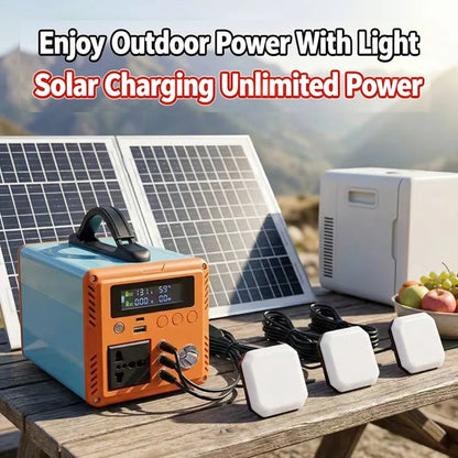 200W Power Station 220V Solar Generator Outdoor Portable Solar Power 76.8Wh/192Wh LiFePo4 Battery for Camping Travel RV Home