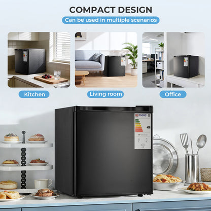 Mini Fridge 1.6 Cu.ft, Compact Small Drinks Refrigerator, Energy Saving, Adjustable Thermostat Dorm, Apartment, Bedroom, Black