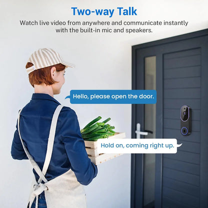 Smart Wireless Video Doorbell Camera AI Human Detection Night Vision Cloud Storage Battery Powered Indoor Outdoor Home Security Surveillance