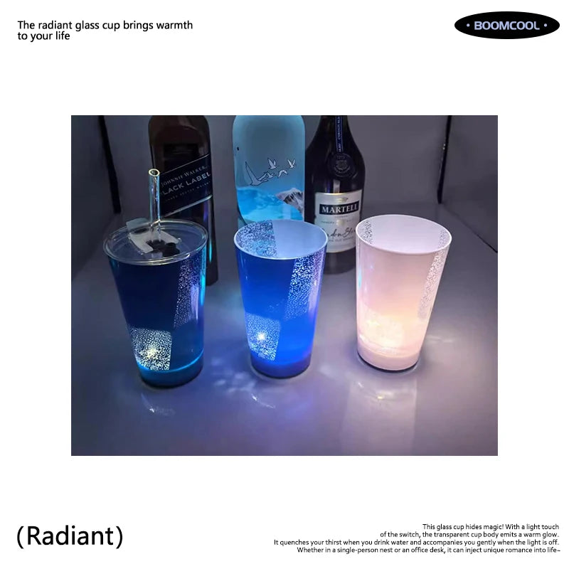New LED light-emitting cup with straw lid large-capacity ice cup souvenir cup wholesale customization logo bull cups