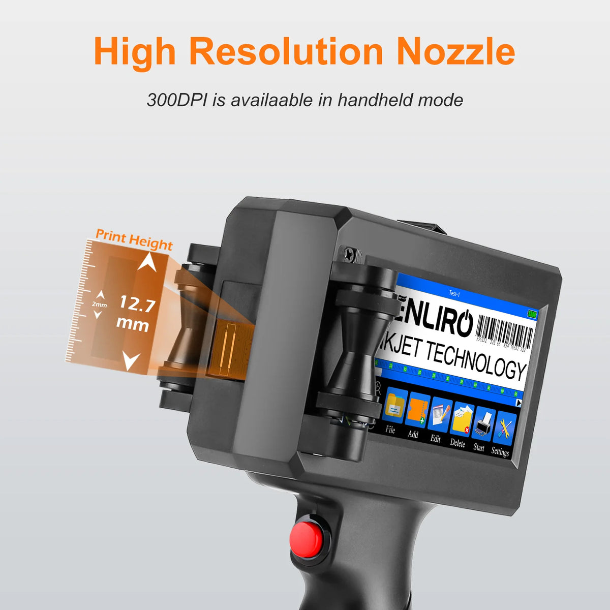 CENLIRO 12.7/25.4mm Handheld Inkjet Printer Portable Coding Machine for Expiry Date Batch QR Bar Code Logo Quick Dry Ink