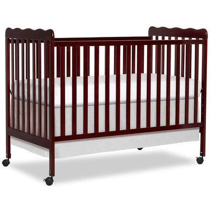 White 3-in-1 Convertible Baby Crib with 4 Height Adjustments, Toddler Bed Conversion & Locking Wheels