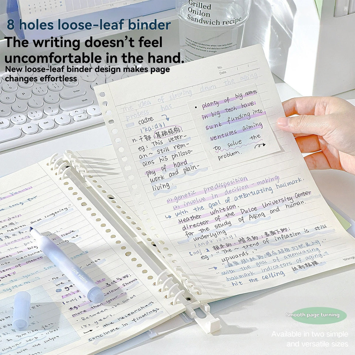 1PC A5/b5 Soft Spine Loose Leaf Notebook Detachable Notebook For Students To Flip 360 Degrees High Aesthetic Ins Style