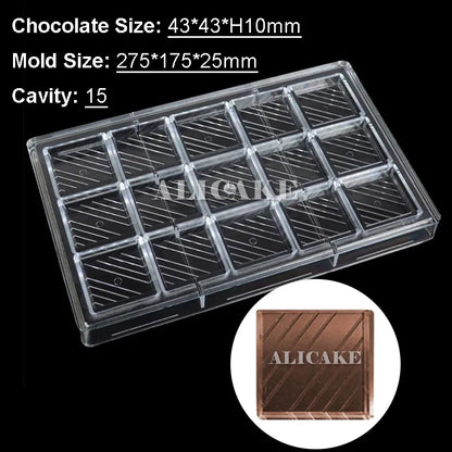 Polycarbonate Chocolate Mould Professional Molds for Candy Bonbons Bar Acrylic Mold Confectionery Baking Pastry Bakery Utensils