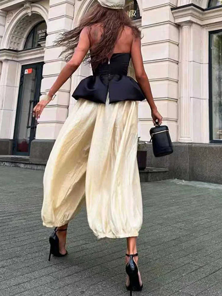 New Summer Off Shoulder Slim Fit Party Suit Elegant Temperament Solid Outfit Ladies Sexy Strapless Top And Pants Two Piece Set