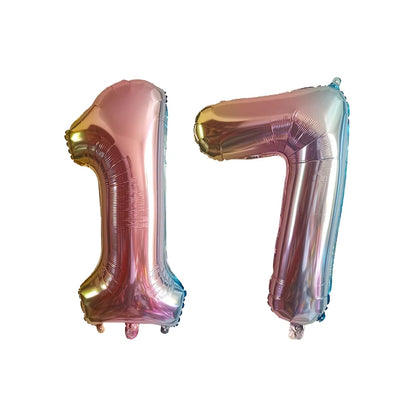 2Pcs 32 Inch Gold Silver Black Blue Red Helium Foil Number Balloon 16 17 18 19 20 21 Happy Birthday Party Decoration Supplies