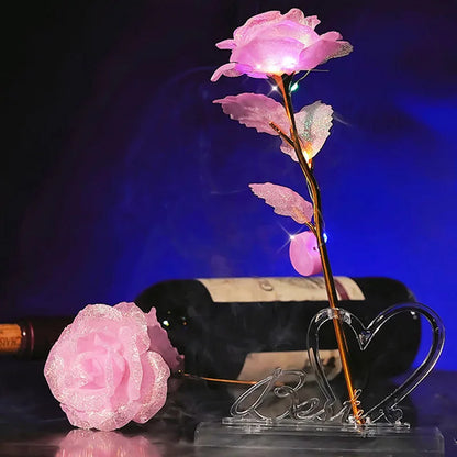 5/10/20PCS Valentine's Day Foil Plated Rose Gold Lasts Forever Love Wedding Decor Foil Rose Artificial Wedding Mother's Day Gift