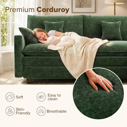 108 Inch Cloud Couch Sectional, Modular Sectional Sofa with Ottoman, Green | L Shaped Sectional Couches for Living, Customized