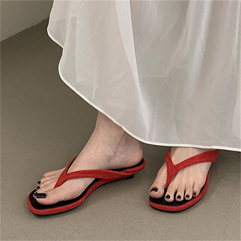 Eilyken Fashion Shallow Square Clip Toe Slippers Women Low Heels Sandals 2026 Summer Party Flip Flops Female Shoes