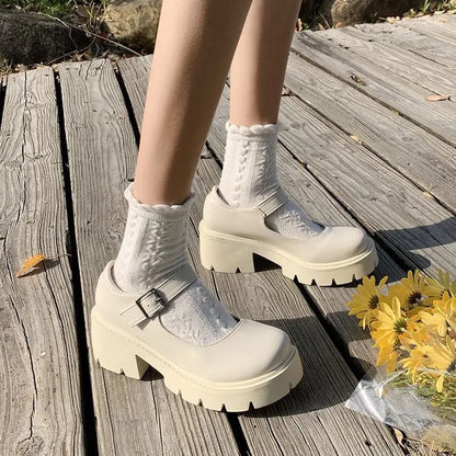 2025 Summer New School Girl JK Loafer Pumps Platform Shoes Japanese Style Lolita Y2K Kawaii Jirai Kei Fashion