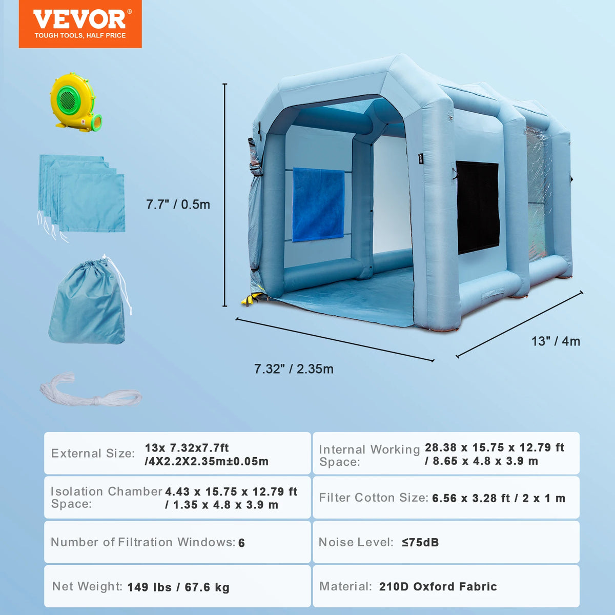 SucceBuy Inflatable Paint Booth with Blowers Inflatable Spray Booth Powerful Spray BoothCar Paint Tent Air Filter System