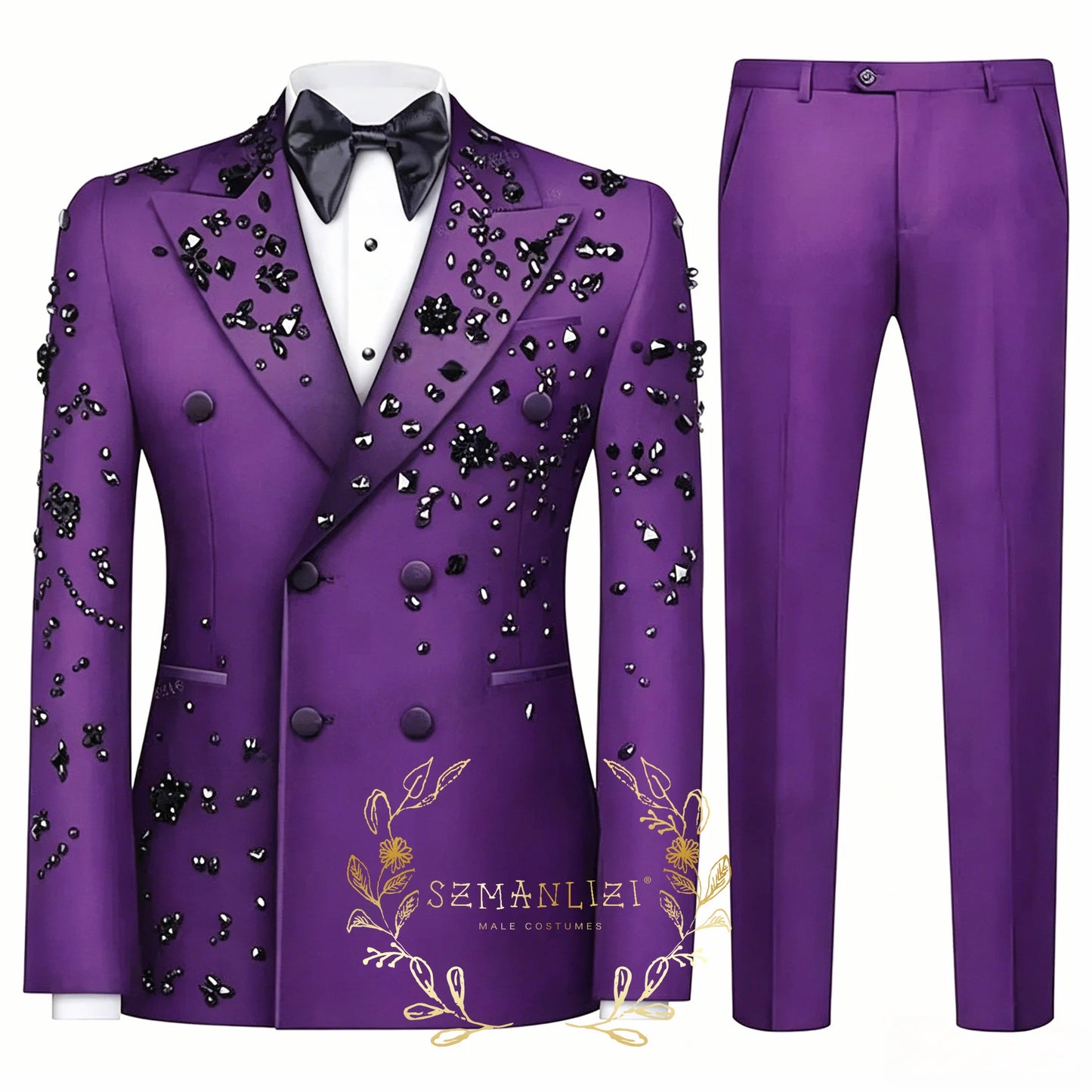 Fashion Burgundy Boy Suit Crystals Wedding Tuxedo Double Breasted Formal Child 2 Pieces Blazer Pants costume enfant garçon