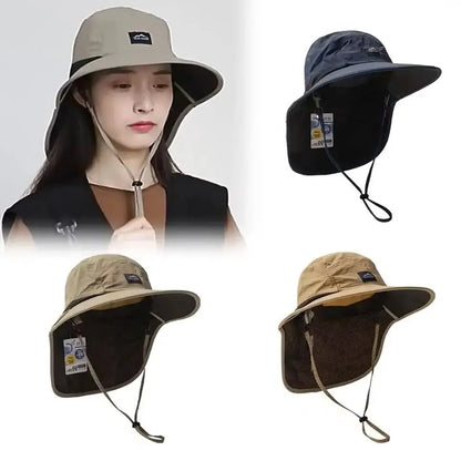 1Pc Outdoor Sun Hat Anti-UV Sun Protection Fisherman Hat Windproof Quick-Dry Neck Protection Mesh Breathable Thin Camping Cap