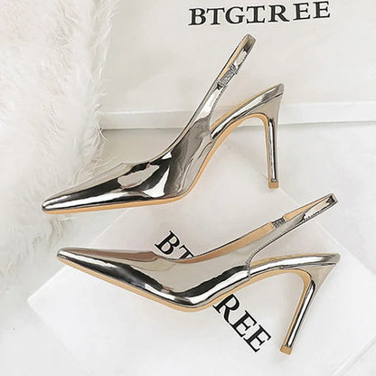 BIGTREE 2026 New Design Fashion Patent Leather  Pointed Toe Hollow Pumps Woman Thin Heels Ladies Party Shoes Zapatillas De Mujer