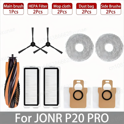 For JONR P20 PRO / T5 Pro Robot Vacuum Cleaner Accessories Main Side Brush Hepa Filter Mop Cloth Dust Bag Replacement
