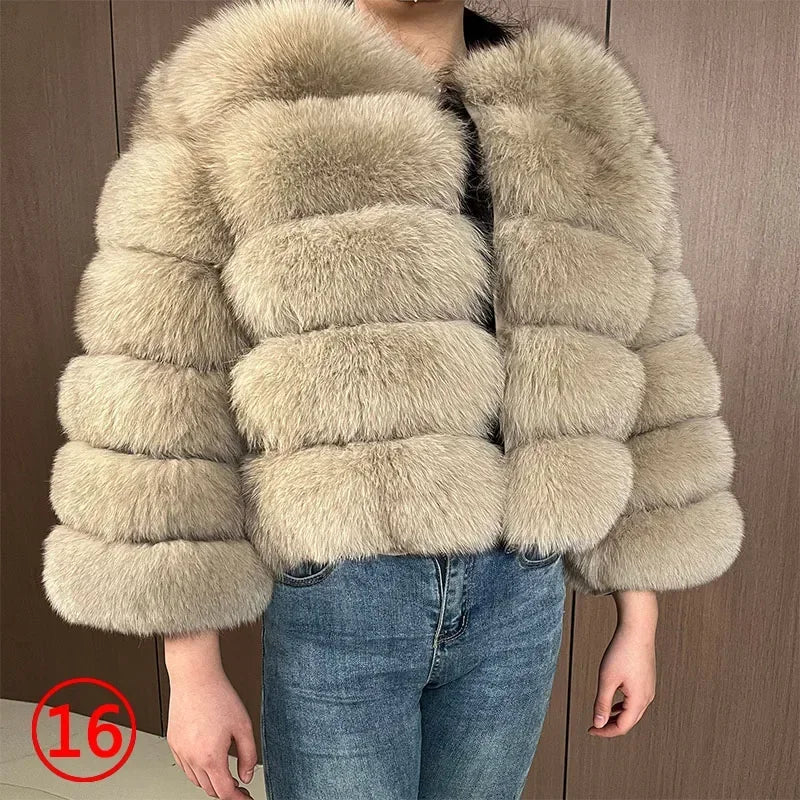 2023 Natural Real Fox Fur Coat Women Winter Warm Luxury Fur Jacket Detachable Long Sleeves Female Vest Furry Coats Outerwear