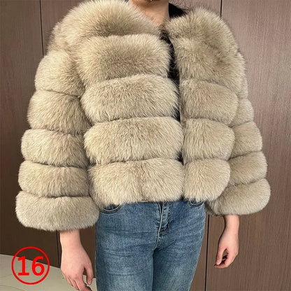 2023 Natural Real Fox Fur Coat Women Winter Warm Luxury Fur Jacket Detachable Long Sleeves Female Vest Furry Coats Outerwear