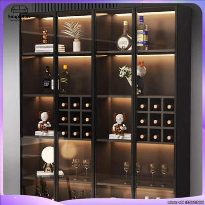 Mini Wine Cabinet Coffee Bar Cabinet for Living Room Home Decor Liquor Display Storage Furniture Wooden Beverage Cooler with