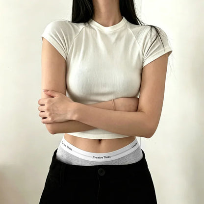 Women Cotton Boyshort Panties Letter Wide Waistband Mid Waist Breathable Soft Comfortable Ladies Underwear