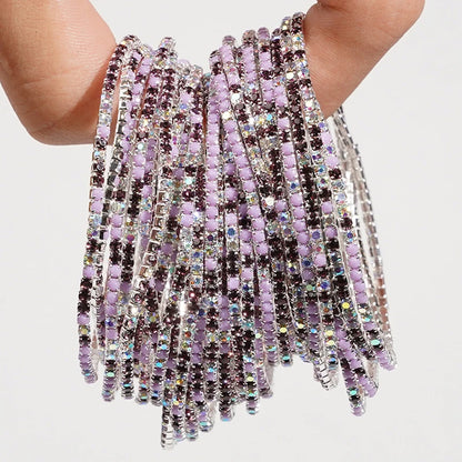 5pcs Fashion Colorful Acrylic Crystal Rhinestone Elastic Bracelet For Women Stretch Wristband Wedding Bracelets Daily Jewelry