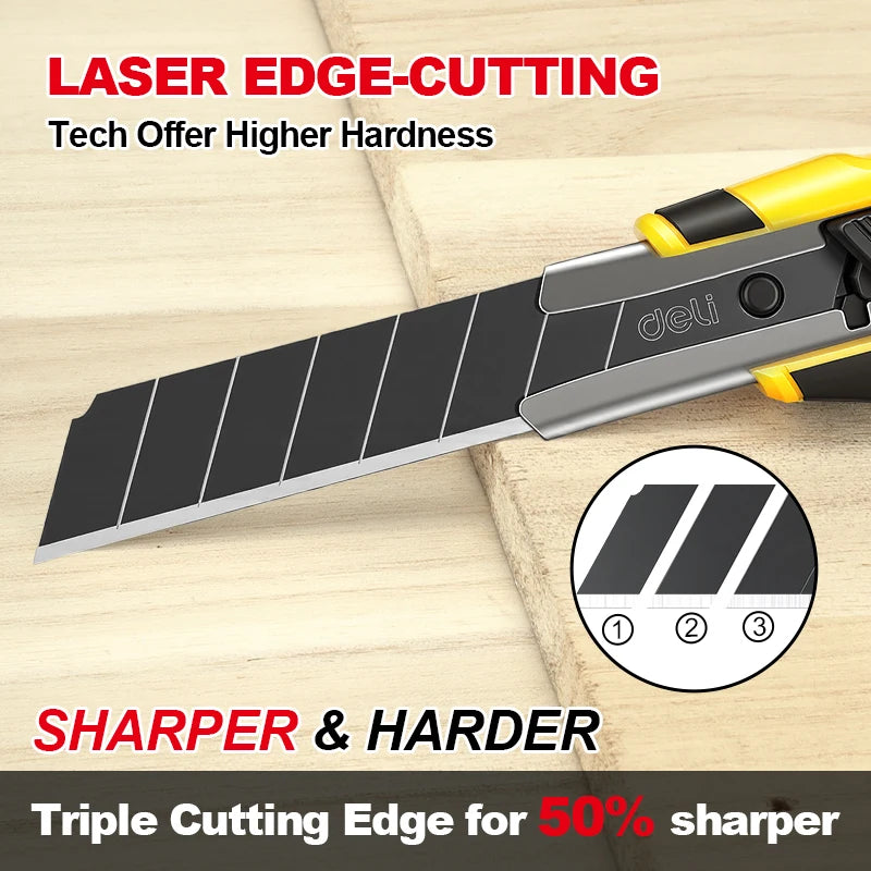 Heavy Duty 18mm Utility Knife Blades, 0.6mm Thick 60° Angle Alloy Steel, for Flooring, Packaging & Industrial Materials Cutting