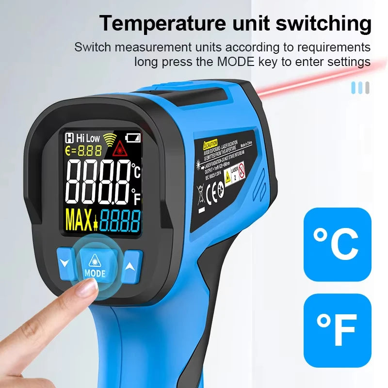 -50 to 800 Degree Mestek Digital Infrared Thermometer Laser Temperature Meter Non-contact Pyrometer Hygrometer IR Thermometer