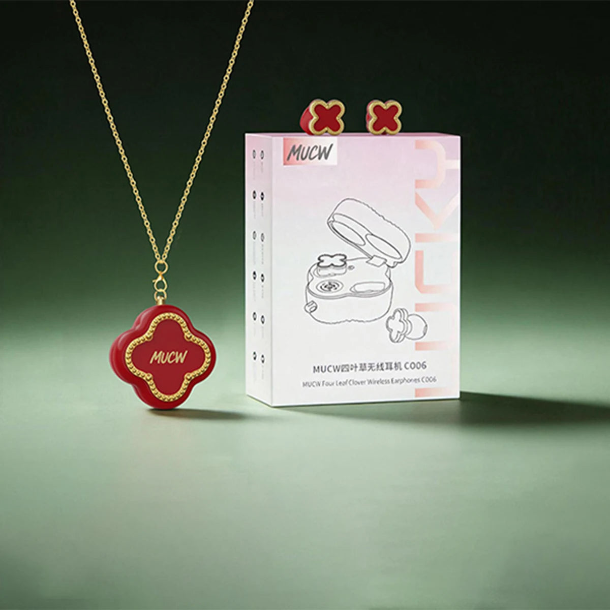 Luxury Four‑Leaf Clover TWS Earbuds MUCW CO06 Bluetooth 6.0 ENC Noise Cancelling Headset Light Weight Fashion Jewelry Earphone Gift for Ladies Daily Wear